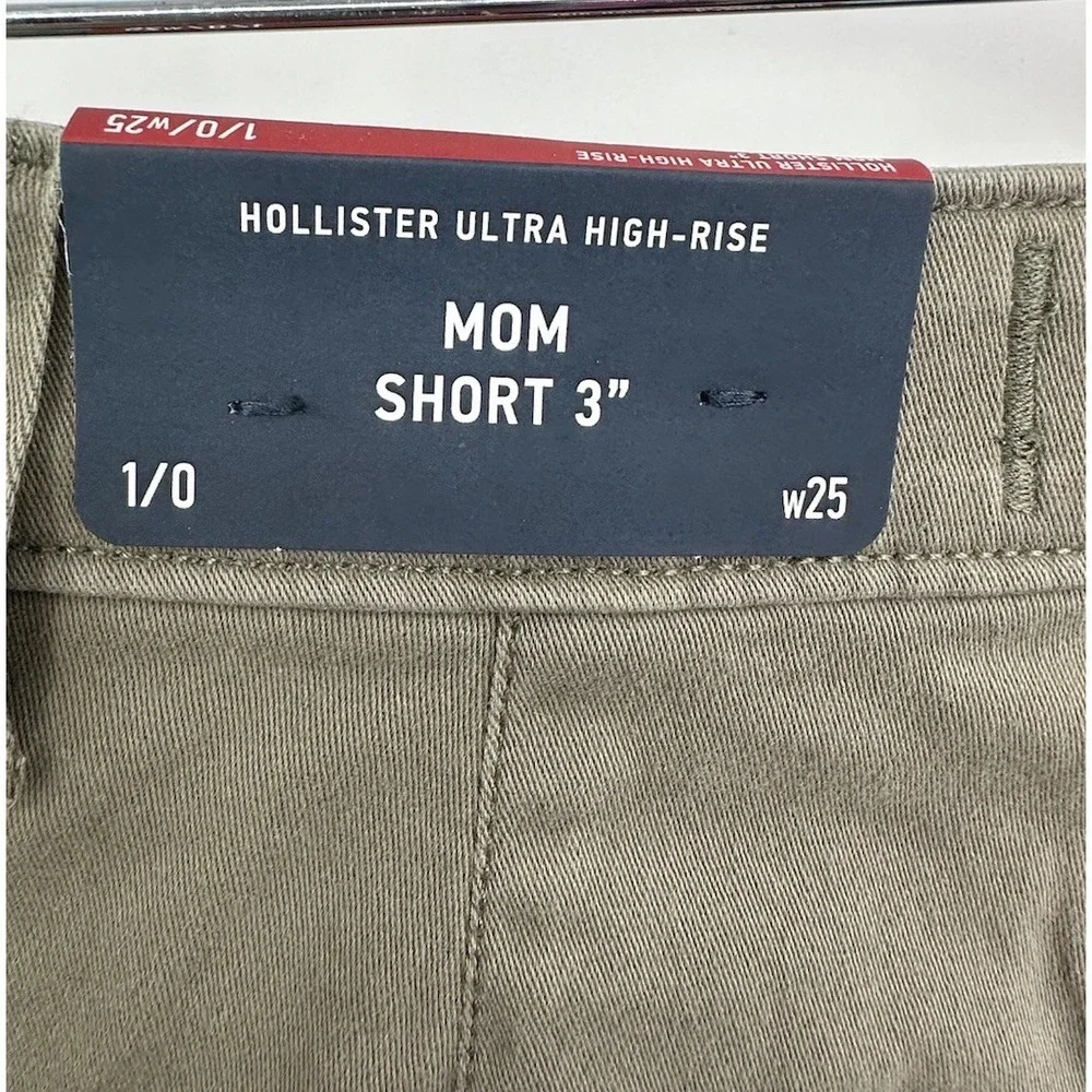 Hollister Ultra High Rise Olive Green Cargo Mom Women's Shorts Size 1/0 New